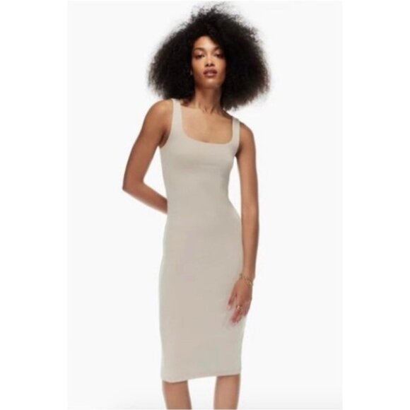 Babaton WHT contour squareneck midi dress S - Picture 1 of 4